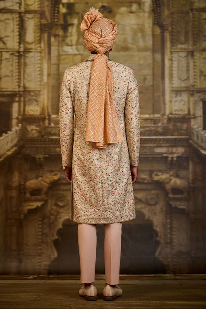 IVORY BROCADE SHERWANI SET