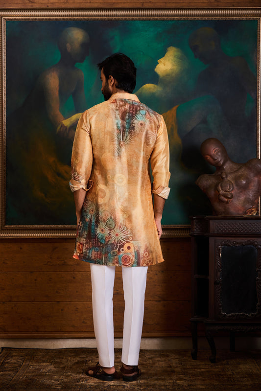 Rust Printed Kurta Trouser Set
