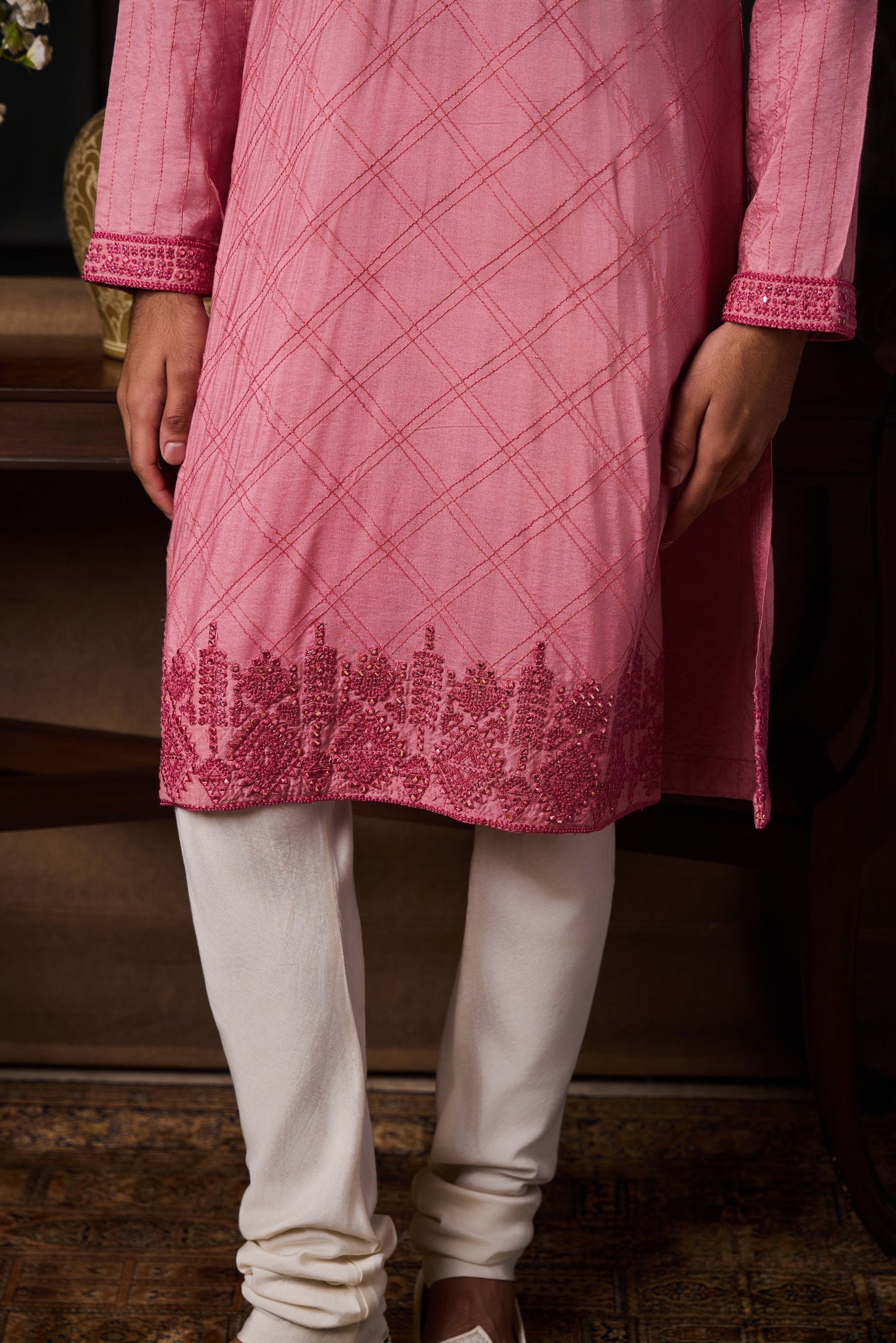 Old Rose Ps Dhagai Kurta Set
