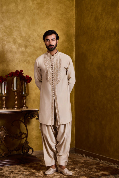 Beige Kurta Patiala Salwar Set