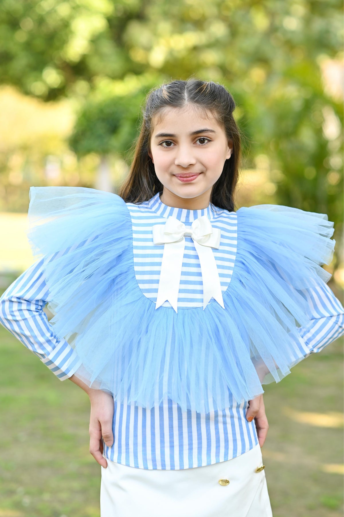 LILLY FRILL SHIRT - BLUE