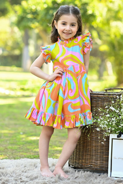 ORANGE ABSTRACT DRESS