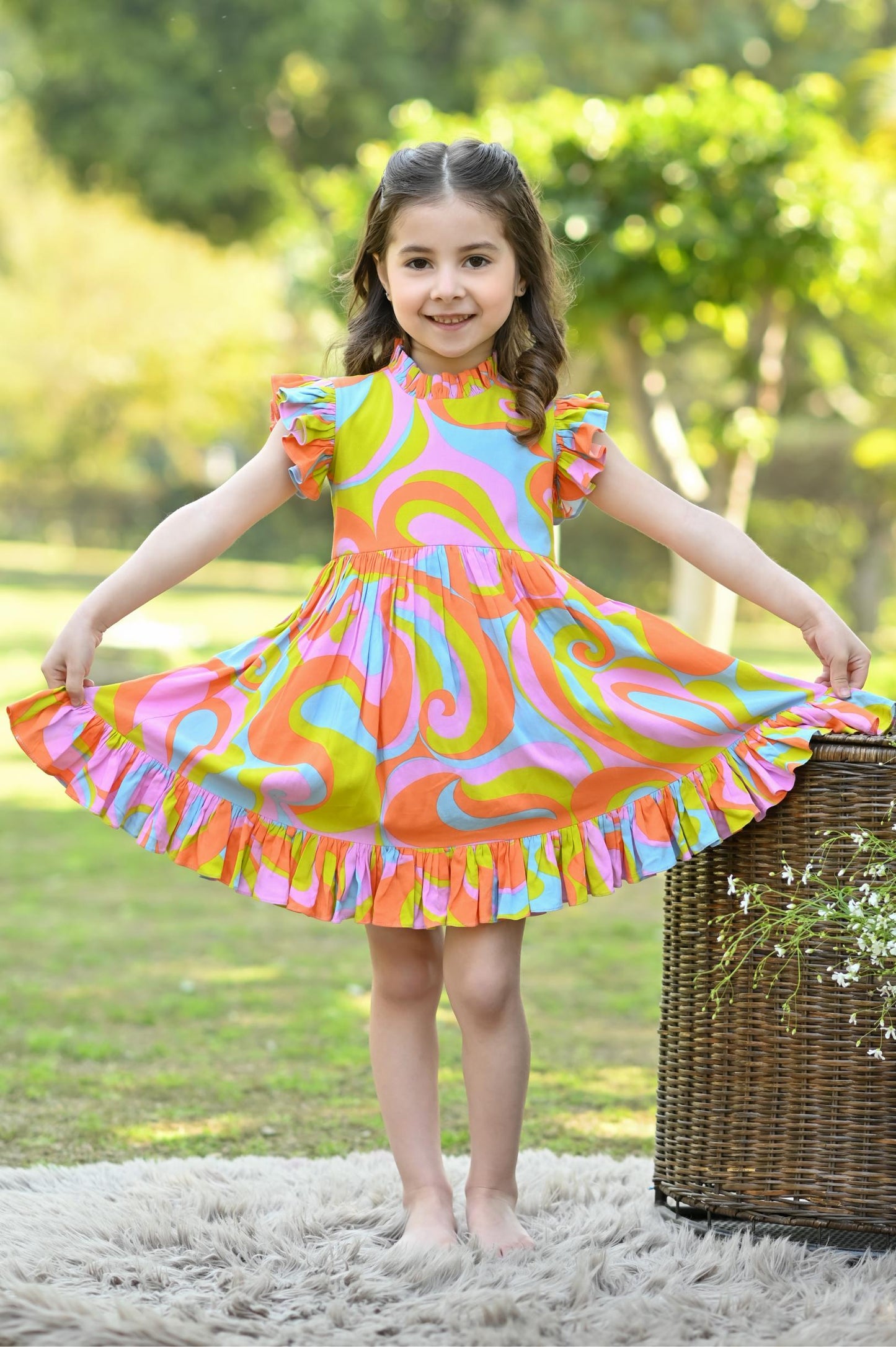 ORANGE ABSTRACT DRESS