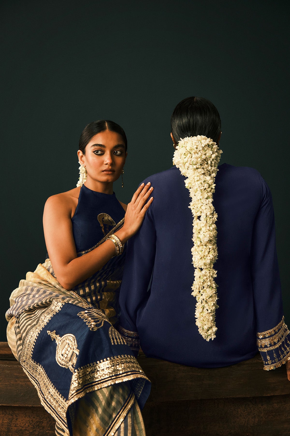 Blue Backwater Postcard Stripe Saree