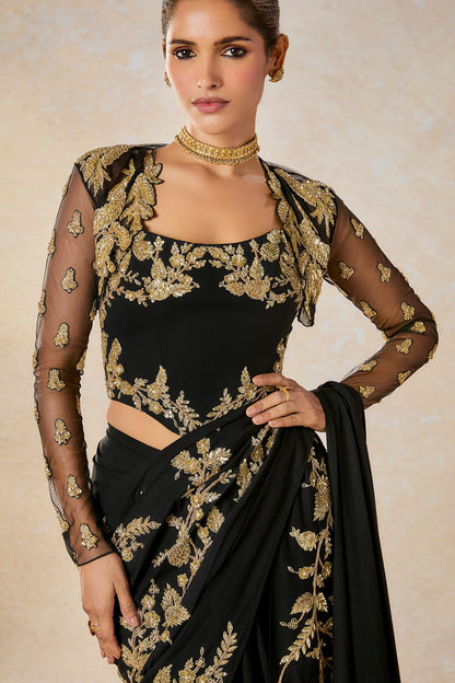 The Sunheri Bel Stitched Saree