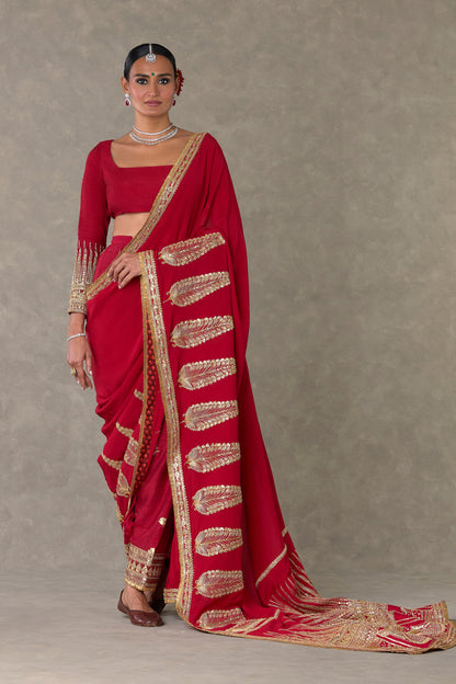 Red Son Patti Saree