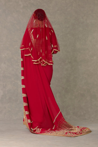 Red Son Patti Saree