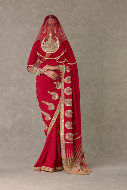 Red Son Patti Saree