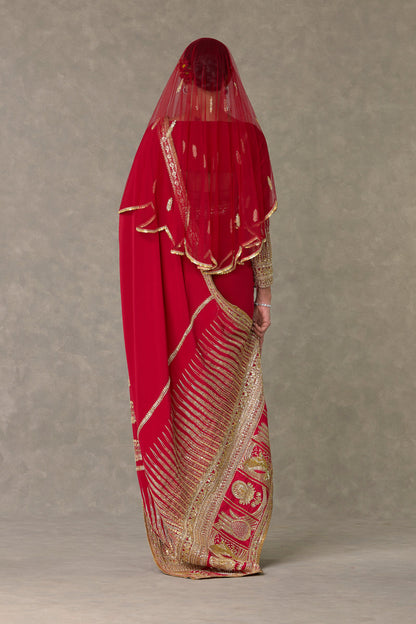 Red Son Patti Saree