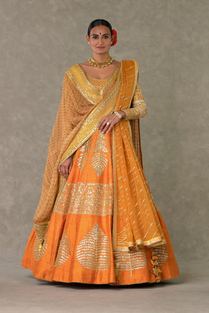Rust Paan-Patti Lehenga