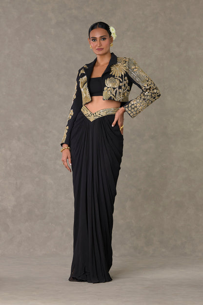 Black Son-Chidiya Cropped Blazer Set