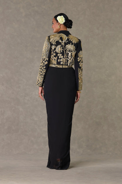 Black Son-Chidiya Cropped Blazer Set