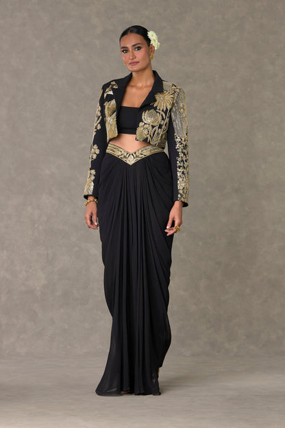 Black Son-Chidiya Cropped Blazer Set