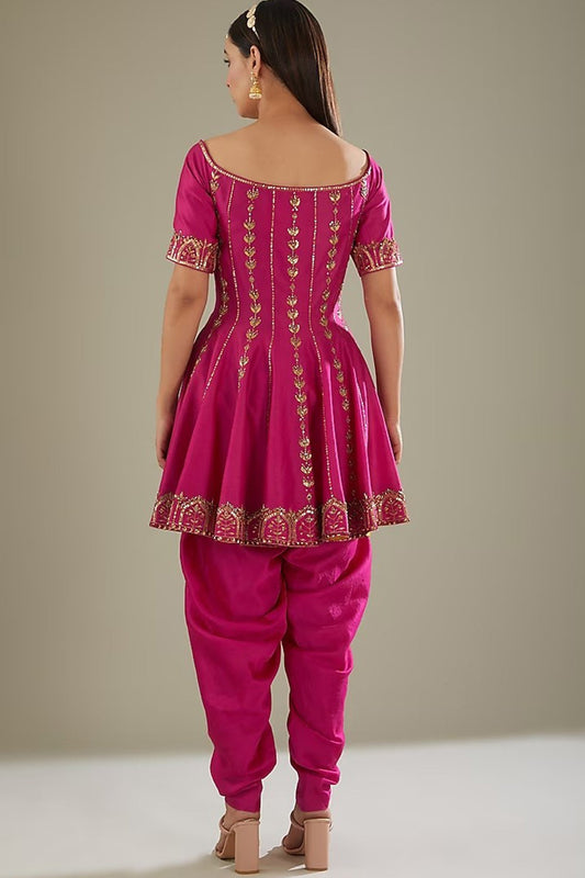 Hot Pink Chanderi Dhoti Set