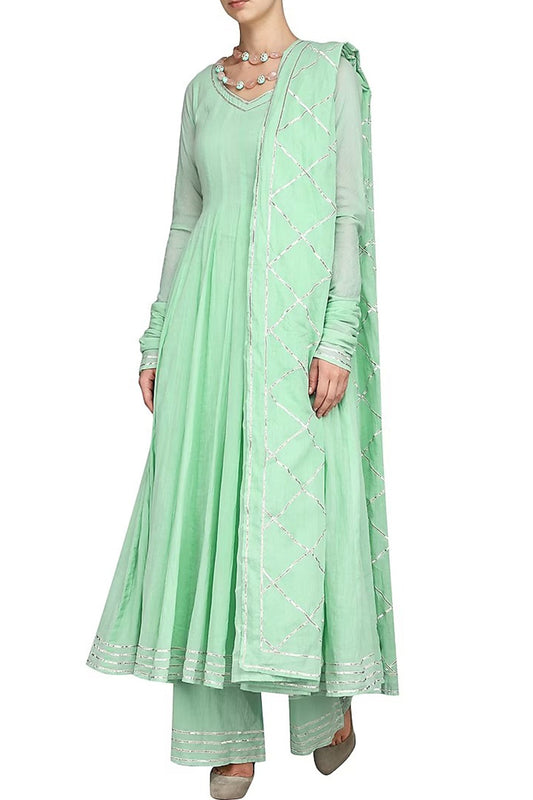 Mint green anarkali  set