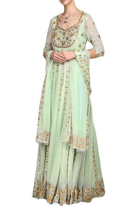 Ice blue anarkali  set