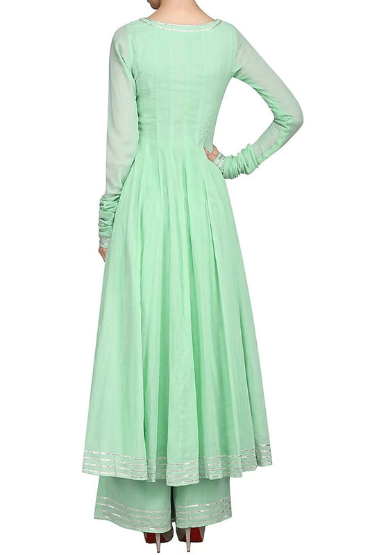 Mint green anarkali  set