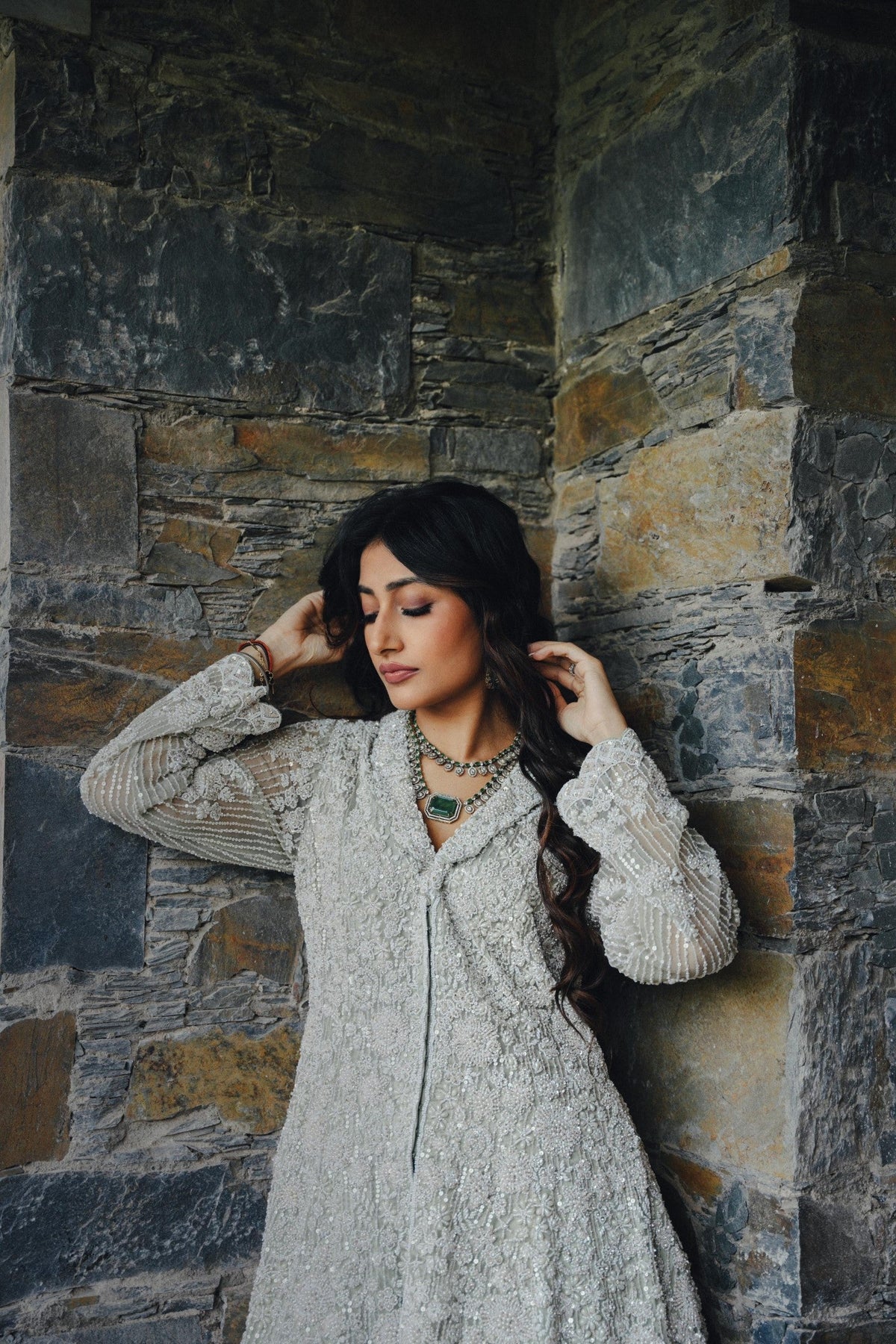Dhanashree In Cardamom Colour Heavy Sharara Set