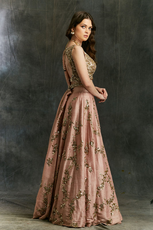 Pink Sequin Jaal Lehenga