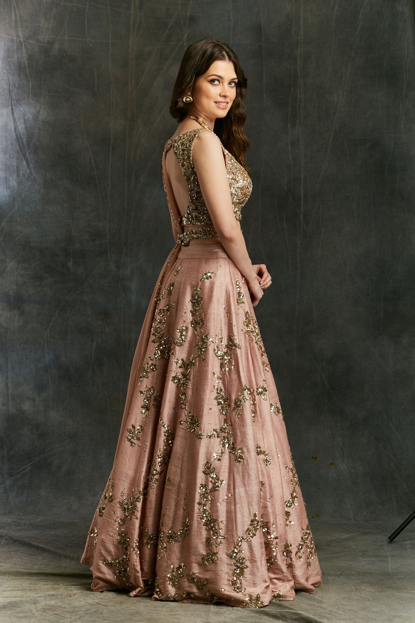 Pink Sequin Jaal Lehenga