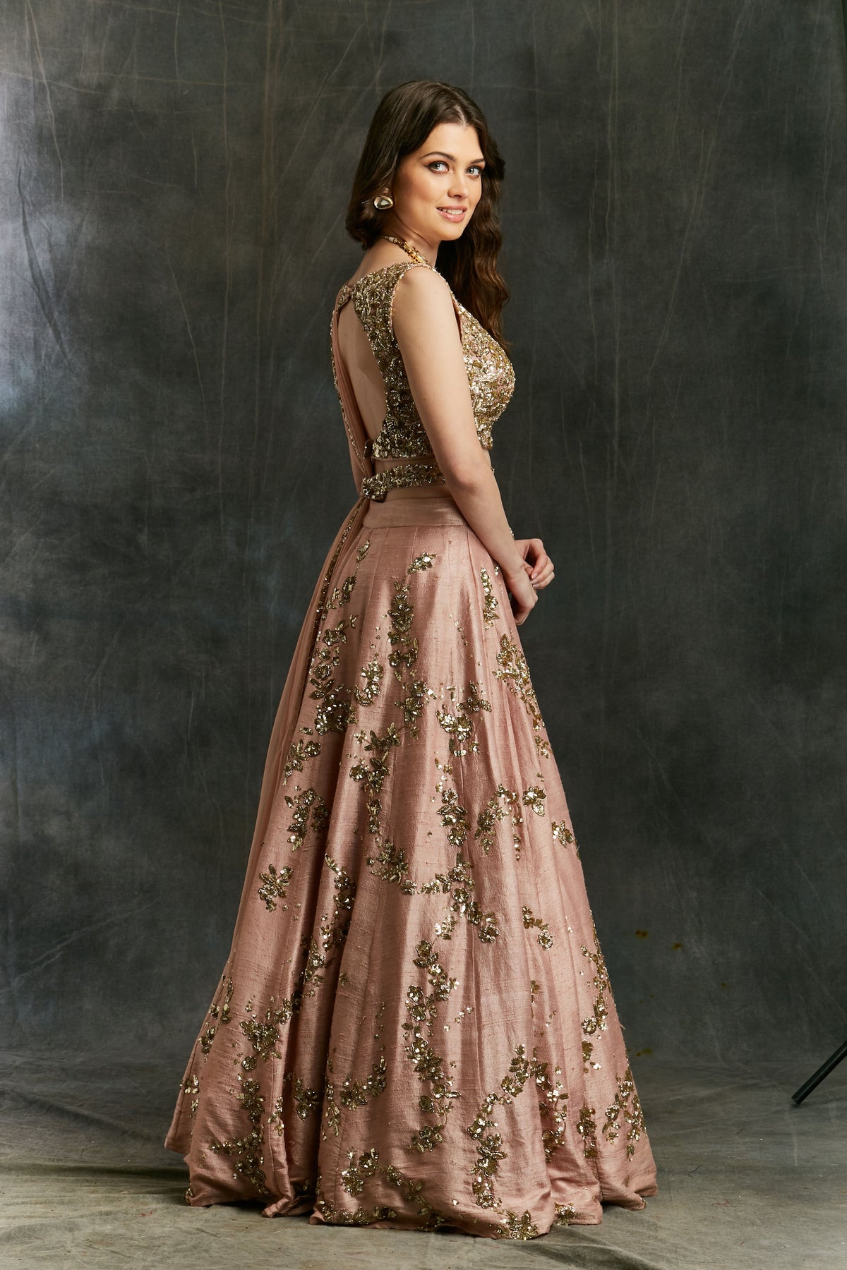 Pink Sequin Jaal Lehenga