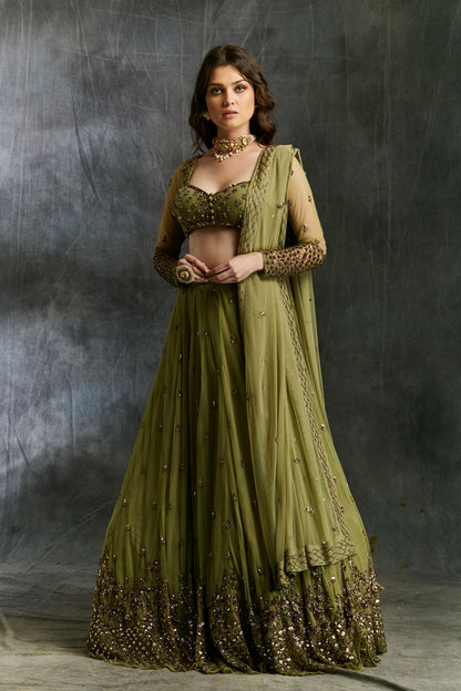 Olive Green Lehenga Set