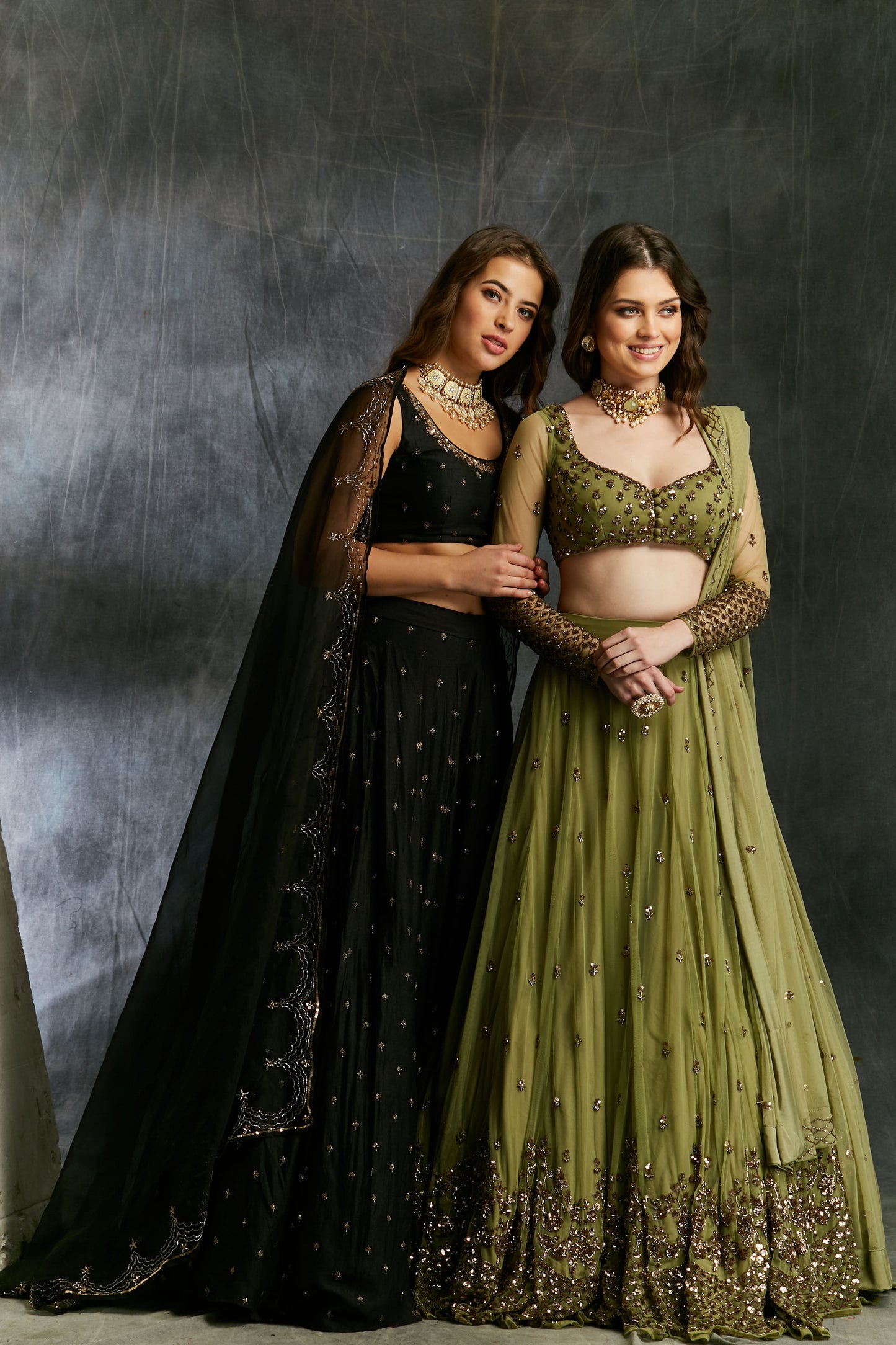 Black Silk Lehenga With Antique Work