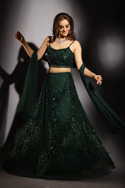 green lehenga for women 