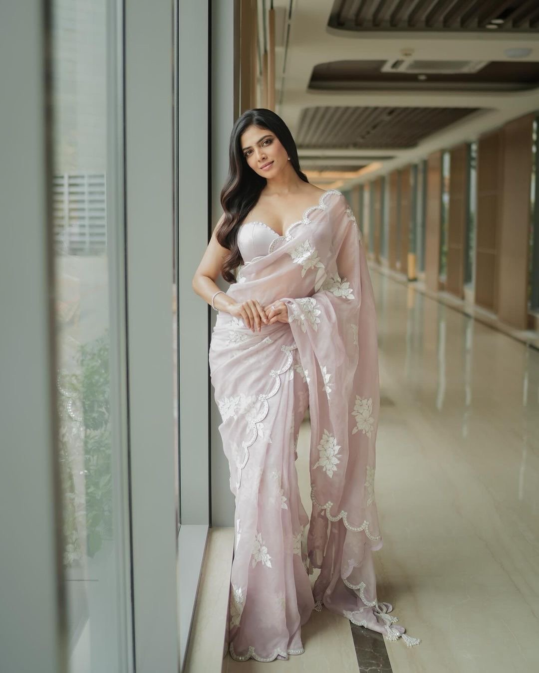 Powder Lilac Gul Saree Set ( MALAVIKA MOHANAN )