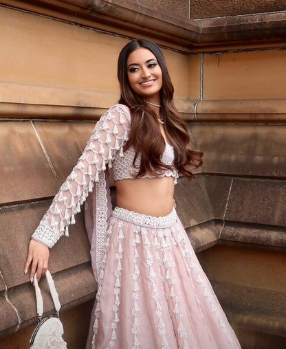 Chandelier Pearl Drop Full Sleeve Lehenga set (NATASHA SHAH)
