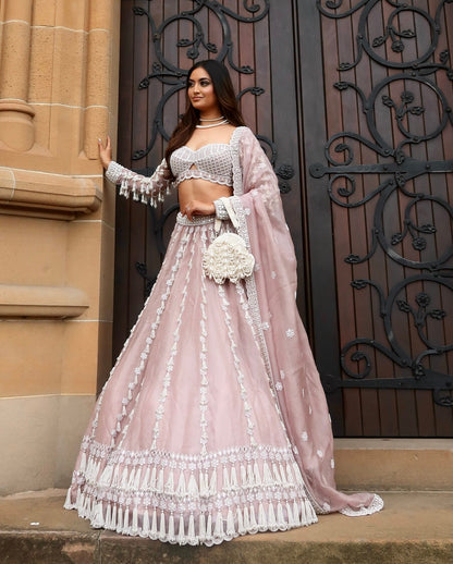 Chandelier Pearl Drop Full Sleeve Lehenga set (NATASHA SHAH)