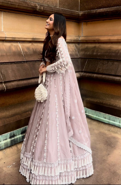 Chandelier Pearl Drop Full Sleeve Lehenga set (NATASHA SHAH)