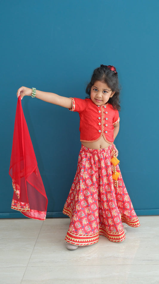 Red silk patolla lehnga set