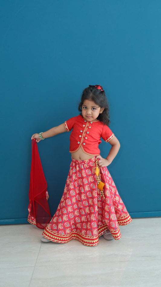 Red silk patolla lehnga set