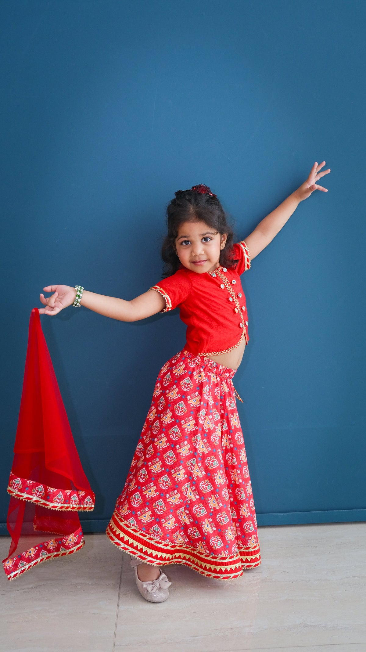 Red silk patolla lehnga set