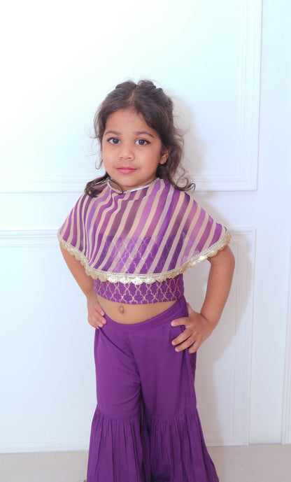 Purple Zari Chanderi Sharara Suit