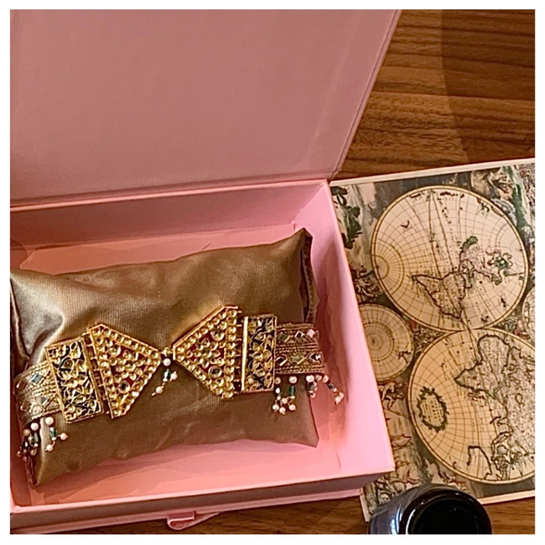  Women's Green Triangle Motif Meenakari Belt