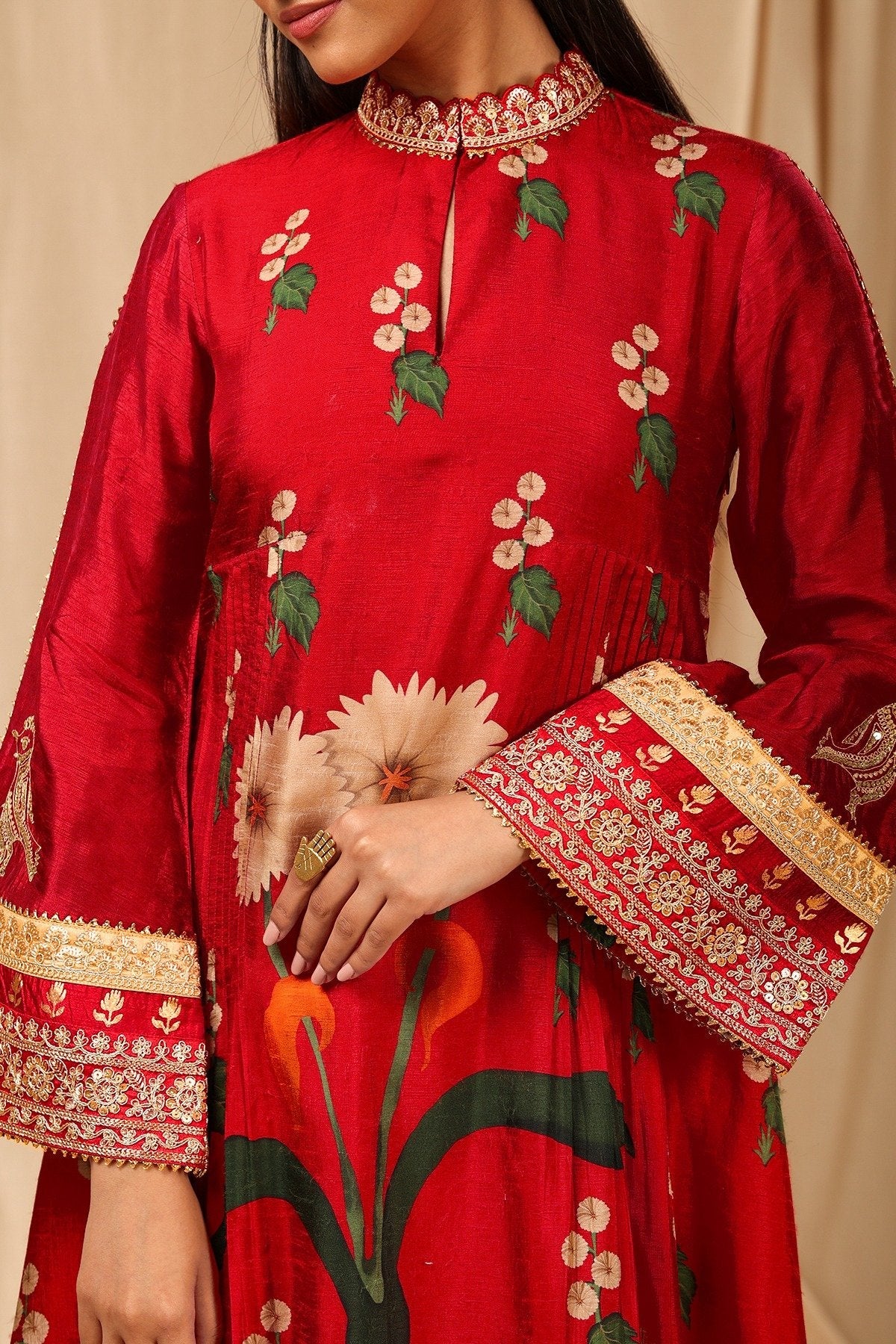 Red Spring Blossom Culotte Set