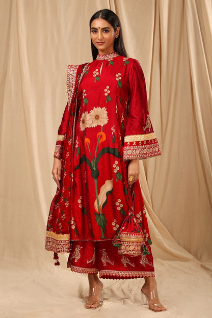 Red Spring Blossom Culotte Set