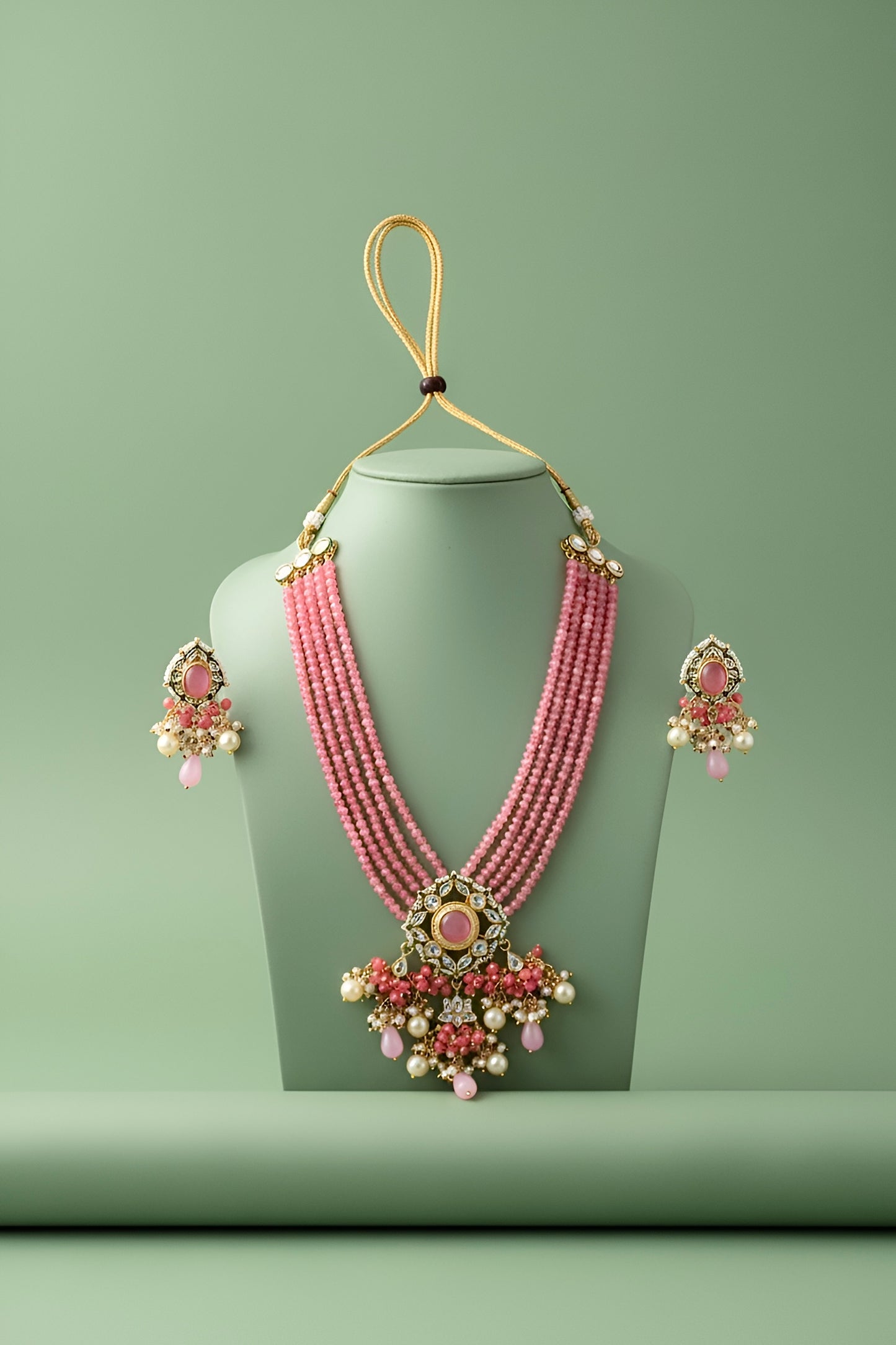Gold plated ethnic  necklace set with earings