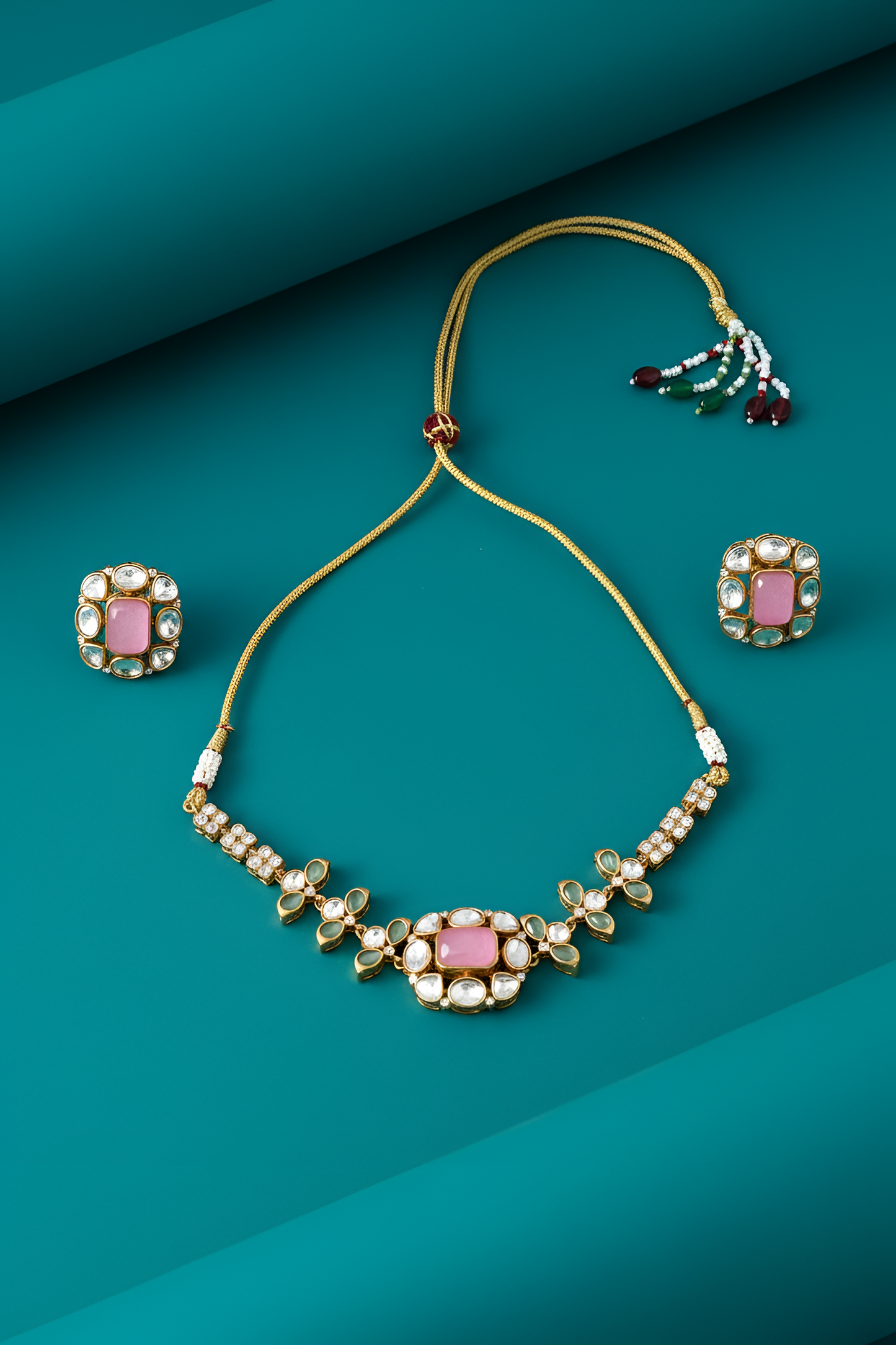Gold plated ethnic  chokar set with earings