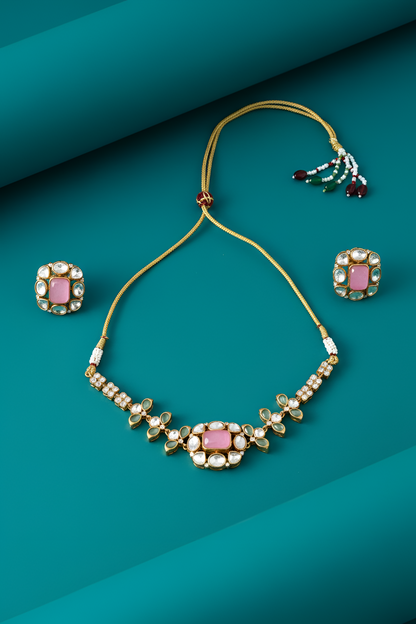 Gold plated ethnic  chokar set with earings