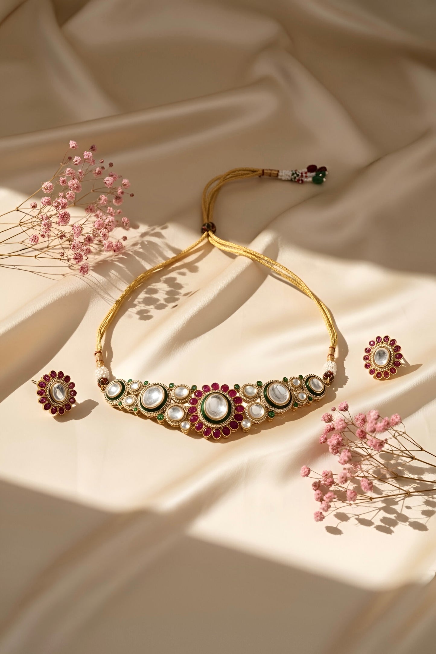 Gold plated ethnic  chokar set with earings