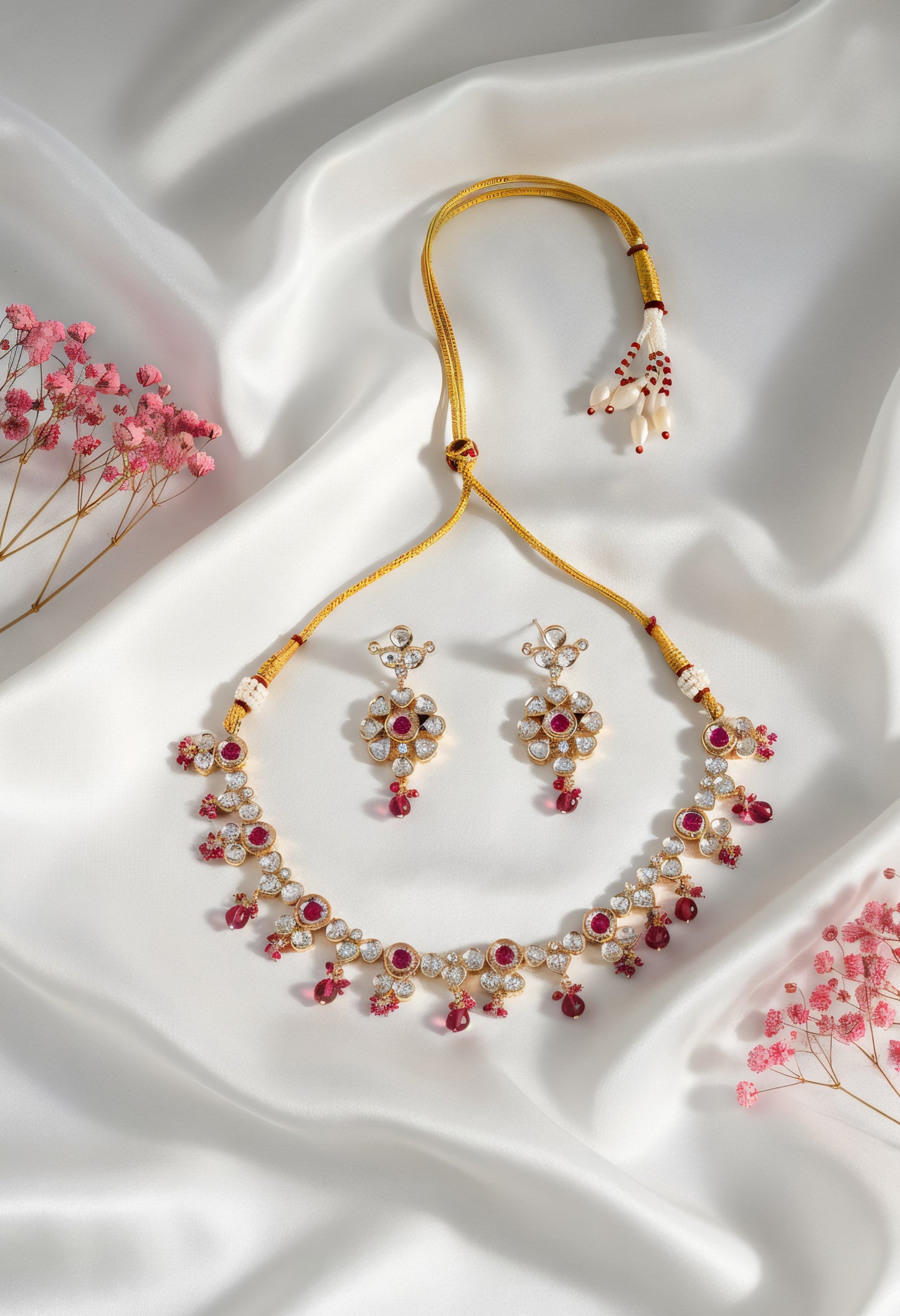 Golden plated  necklace set with earings