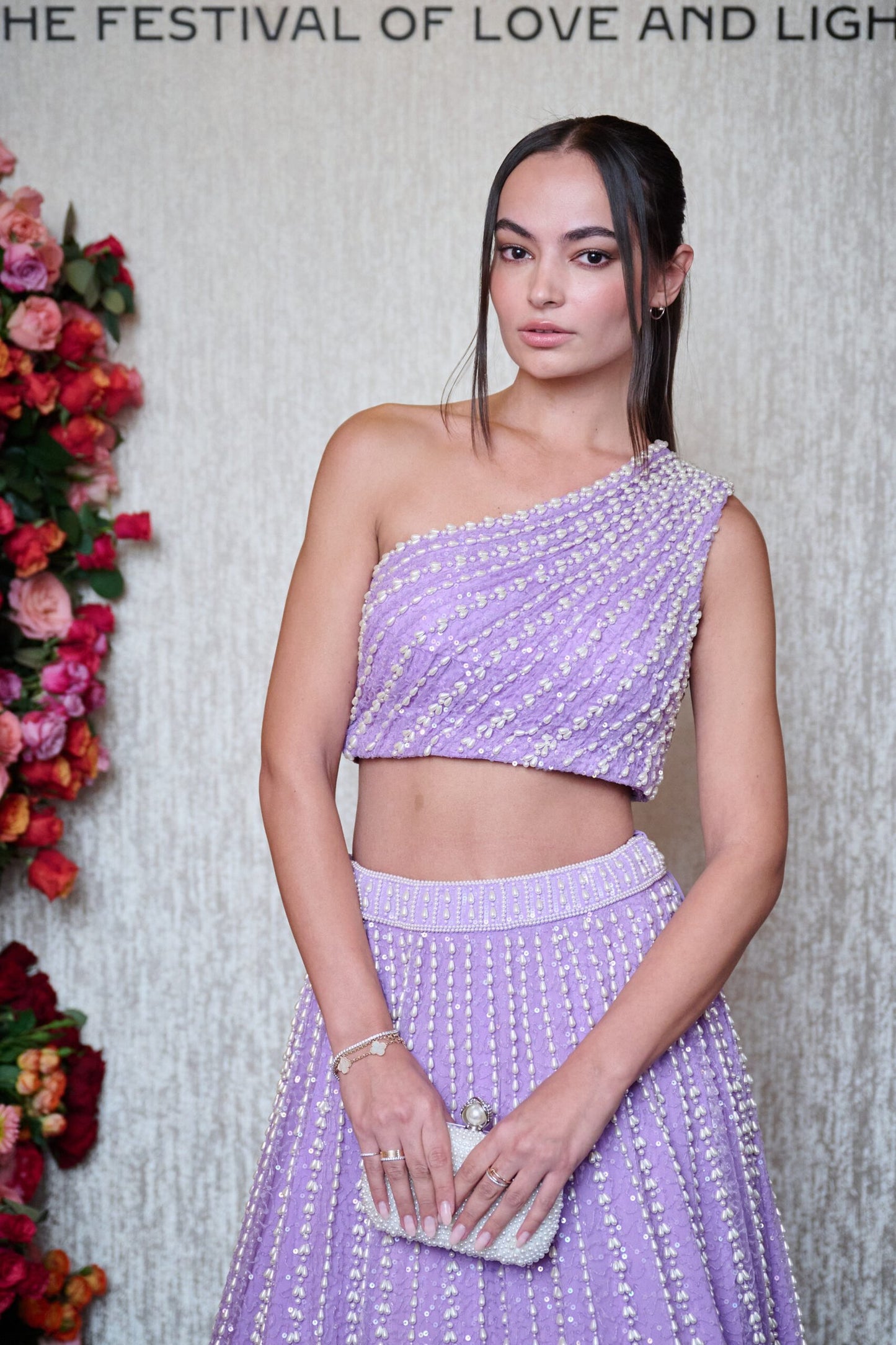 Lilac Jhoomar One Shoulder Lehenga Set (CAT ROBERTS)