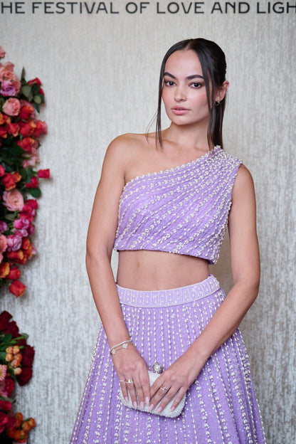 Lilac Jhoomar One Shoulder Lehenga Set (CAT ROBERTS)