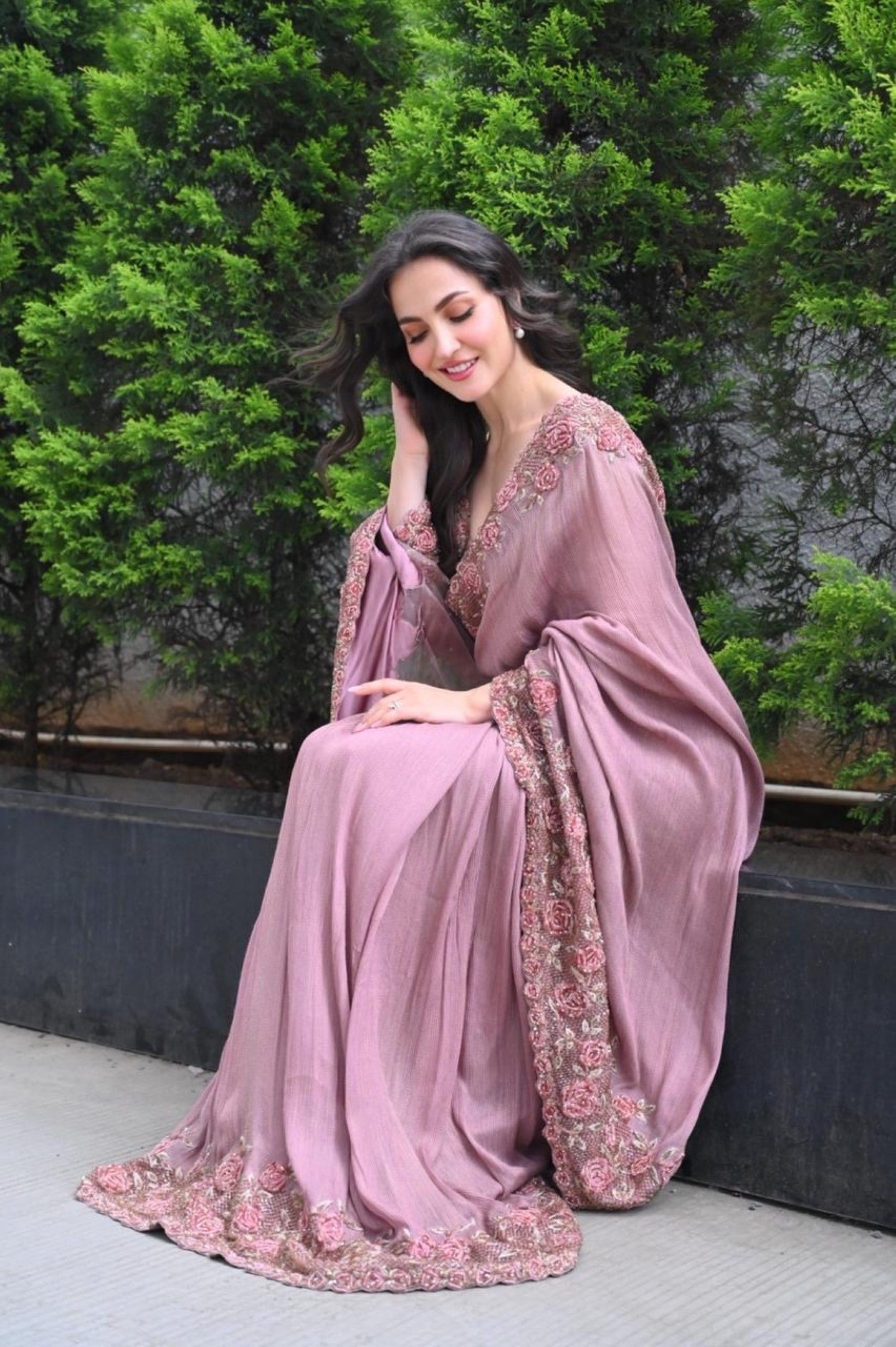 Eli AvrRam In Rose 3D Work Saree