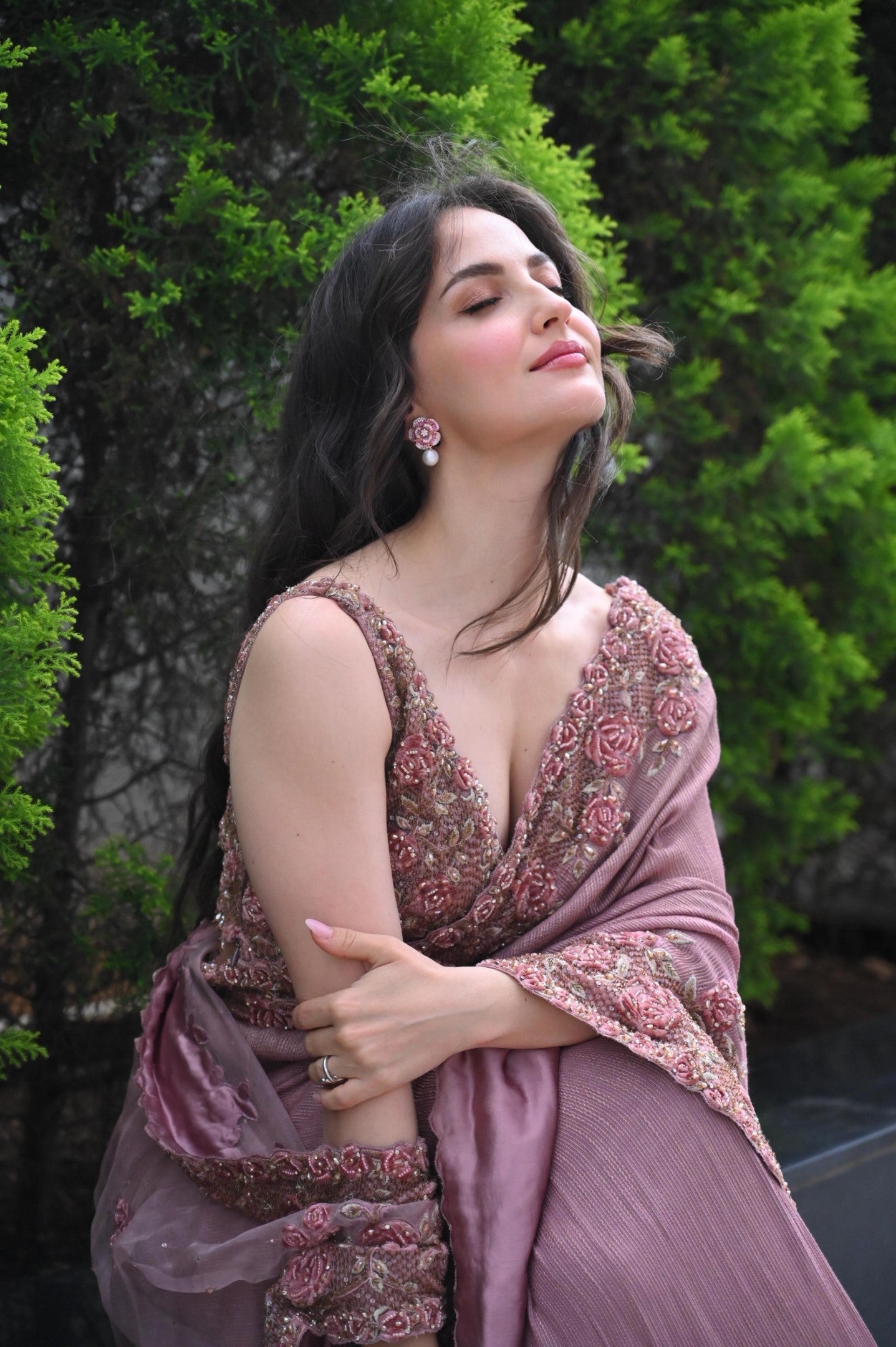 Eli AvrRam In Rose 3D Work Saree