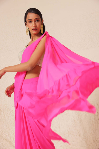 Cerise Saree Neon Pink