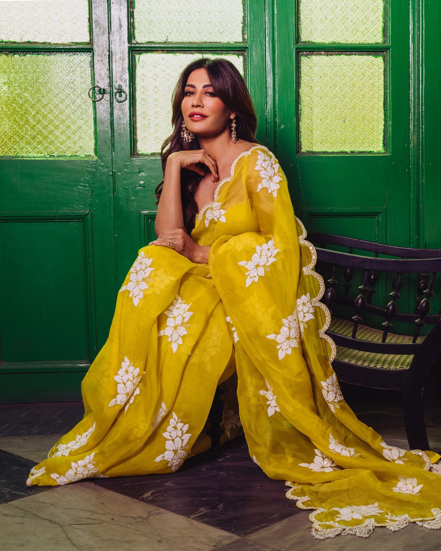CHITRANGDA SINGH In Moss Green Gul Saree Set